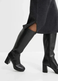 bonprix Kleider|Strickmode|Midi-Strickkleid anthrazit meliert