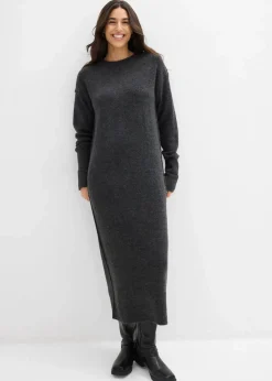 bonprix Bekleidung·Umstandsmode|Bekleidung·Pullover & Strickjacken|Midi-Strickkleid anthrazit meliert