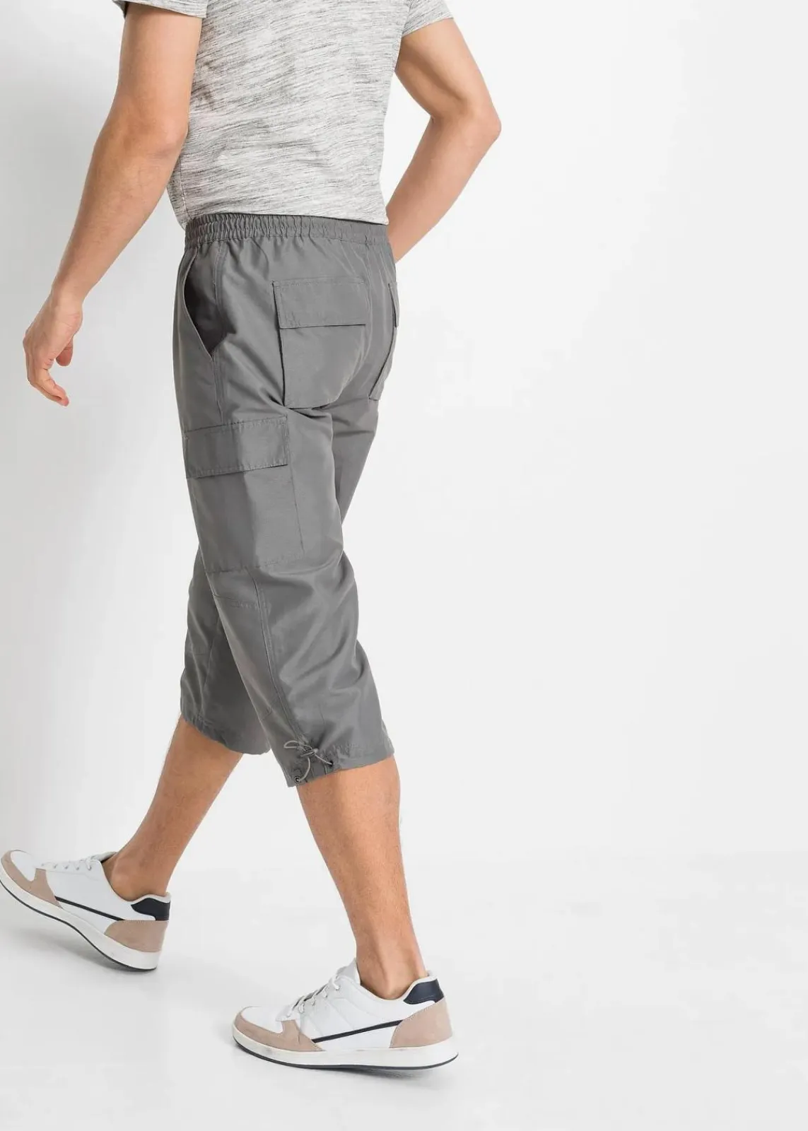 bonprix Große Größen|Basics|Mikrofaser 3/4-Hose mit Komfortschnitt, Regular Fit rauchgrau