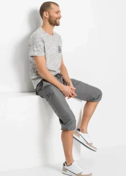 bonprix Große Größen|Basics|Mikrofaser 3/4-Hose mit Komfortschnitt, Regular Fit rauchgrau
