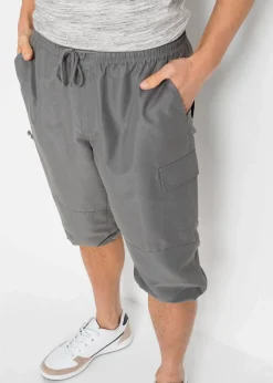 bonprix Große Größen|Basics|Mikrofaser 3/4-Hose mit Komfortschnitt, Regular Fit rauchgrau