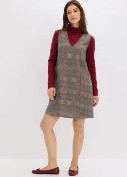 bonprix Bekleidung·Pullover & Strickjacken|Kleider|Minikleid braun/beige kariert