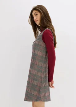 bonprix Bekleidung·Pullover & Strickjacken|Kleider|Minikleid braun/beige kariert