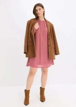 bonprix Bekleidung·Pullover & Strickjacken|Kleider|Minikleid aus Chiffon mit Rüschen softbeere