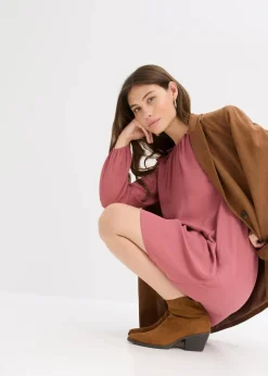 bonprix Bekleidung·Pullover & Strickjacken|Kleider|Minikleid aus Chiffon mit Rüschen softbeere