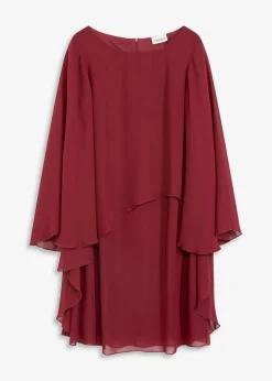 bonprix Bekleidung·Pullover & Strickjacken|Festliche Mode|Minikleid aus feinem Chiffon rubinrot