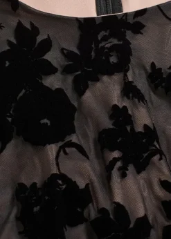 bonprix Bekleidung·Pullover & Strickjacken|Festliche Mode|Minikleid aus feinem Mesh mit Flockprint schwarz/beige floral