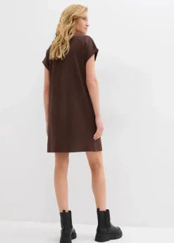 bonprix Bekleidung·Pullover & Strickjacken|Kleider|Minikleid aus fester Interlock-Qualität mit Taschen dunkelbraun