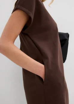 bonprix Bekleidung·Pullover & Strickjacken|Kleider|Minikleid aus fester Interlock-Qualität mit Taschen dunkelbraun