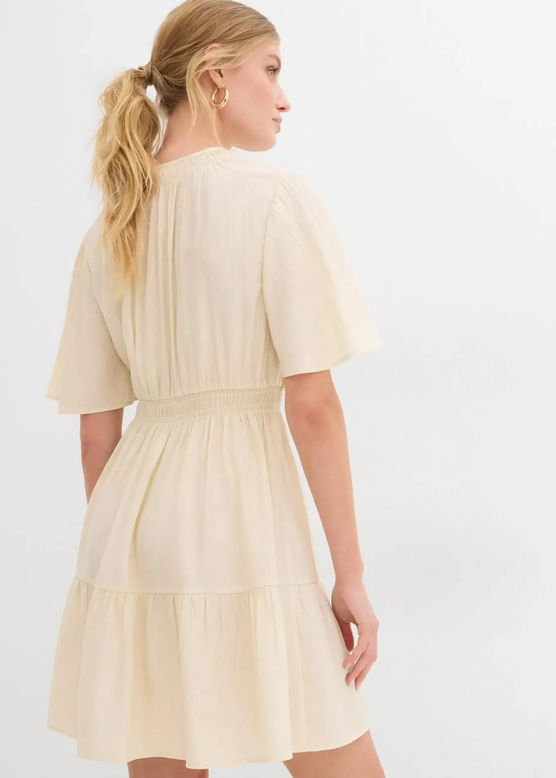 bonprix Kleider|Bekleidung·Pullover & Strickjacken|Minikleid aus fließendem Viskose-Mix natur