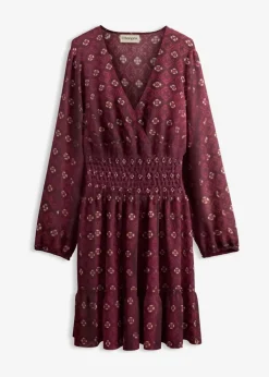 bonprix Kleider|Nachhaltigere Materialien|Minikleid aus fließender Viskose weinrot