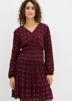 bonprix Kleider|Nachhaltigere Materialien|Minikleid aus fließender Viskose weinrot