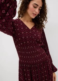 bonprix Kleider|Nachhaltigere Materialien|Minikleid aus fließender Viskose weinrot