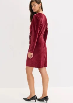 bonprix Bekleidung·Pullover & Strickjacken|Festliche Mode|Minikleid aus glänzendem Samt rubinrot