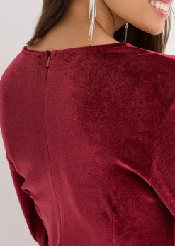 bonprix Bekleidung·Pullover & Strickjacken|Festliche Mode|Minikleid aus glänzendem Samt rubinrot