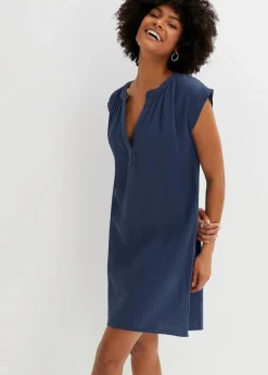 bonprix Bekleidung·Pullover & Strickjacken|Kleider|Minikleid aus reiner Baumwolle dunkelblau