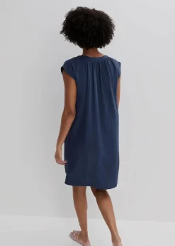 bonprix Bekleidung·Pullover & Strickjacken|Kleider|Minikleid aus reiner Baumwolle dunkelblau
