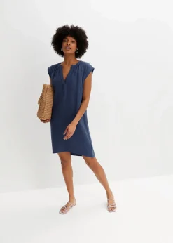 bonprix Bekleidung·Pullover & Strickjacken|Kleider|Minikleid aus reiner Baumwolle dunkelblau