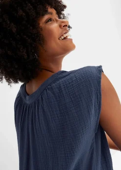 bonprix Bekleidung·Pullover & Strickjacken|Kleider|Minikleid aus reiner Baumwolle dunkelblau