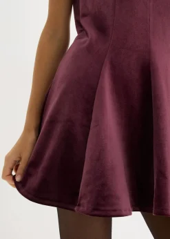 bonprix Kleider|Bekleidung·Pullover & Strickjacken|Minikleid aus softem Samt weinrot