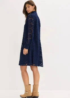 bonprix Kleider|Bekleidung·Pullover & Strickjacken|Minikleid aus Spitze dunkelblau