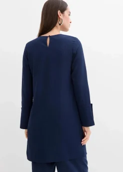 bonprix Kleider|Minikleid aus strukturiertem Material dunkelblau