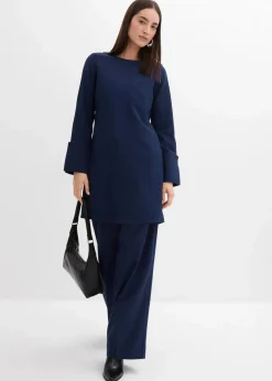 bonprix Kleider|Minikleid aus strukturiertem Material dunkelblau