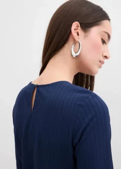 bonprix Kleider|Minikleid aus strukturiertem Material dunkelblau