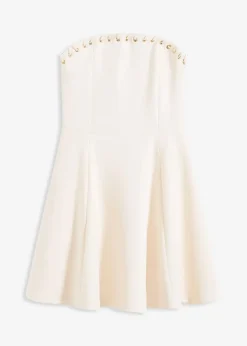 bonprix Bekleidung·Pullover & Strickjacken|Kleider|Minikleid mit Kettendetail wollweiß