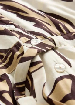 bonprix Bekleidung·Pullover & Strickjacken|Kleider|Minikleid mit Kimono-Ärmeln aus fließender Viskose natur/dunkelbraun/new beige floral