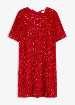 bonprix Kleider|Bekleidung·Pullover & Strickjacken|Minikleid mit Pailletten chillirot