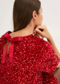 bonprix Kleider|Bekleidung·Pullover & Strickjacken|Minikleid mit Pailletten chillirot