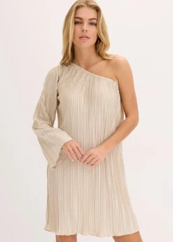 bonprix Kleider|Minikleid mit Plissee champagner