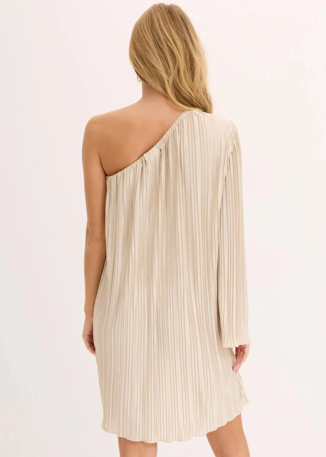 bonprix Kleider|Minikleid mit Plissee champagner