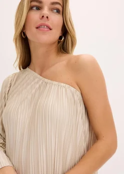 bonprix Kleider|Minikleid mit Plissee champagner