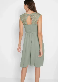 bonprix Kleider|Festliche Mode|Minikleid mit Spitze seegras