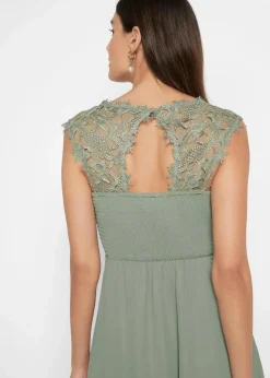 bonprix Kleider|Festliche Mode|Minikleid mit Spitze seegras