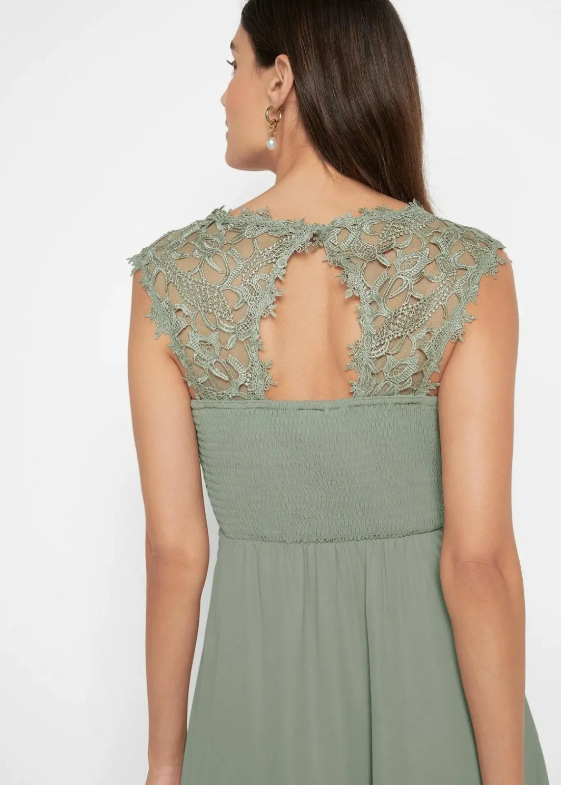 bonprix Kleider|Festliche Mode|Minikleid mit Spitze seegras