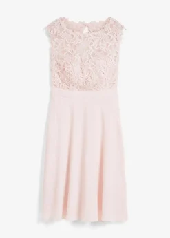 bonprix Kleider|Festliche Mode|Minikleid mit Spitze perlrosa