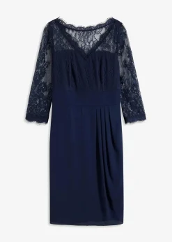 bonprix Festliche Mode|Kleider|Minikleid mit Spitze dunkelblau