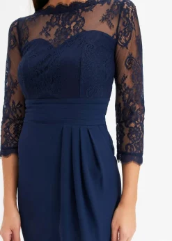 bonprix Festliche Mode|Kleider|Minikleid mit Spitze dunkelblau