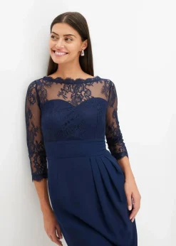 bonprix Festliche Mode|Kleider|Minikleid mit Spitze dunkelblau