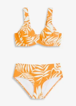 bonprix Große Cups D-F|Nachhaltigere Materialien|Minimizer Bikini (2-tlg.Set) orange floral