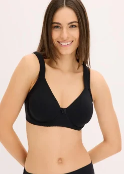 bonprix Wäsche·Basics|Wäsche·Baumwollunterwäsche|Minimizer T-Shirt BH mit Bügel mit Bio-Baumwolle (2er Pack) schwarz + weiß