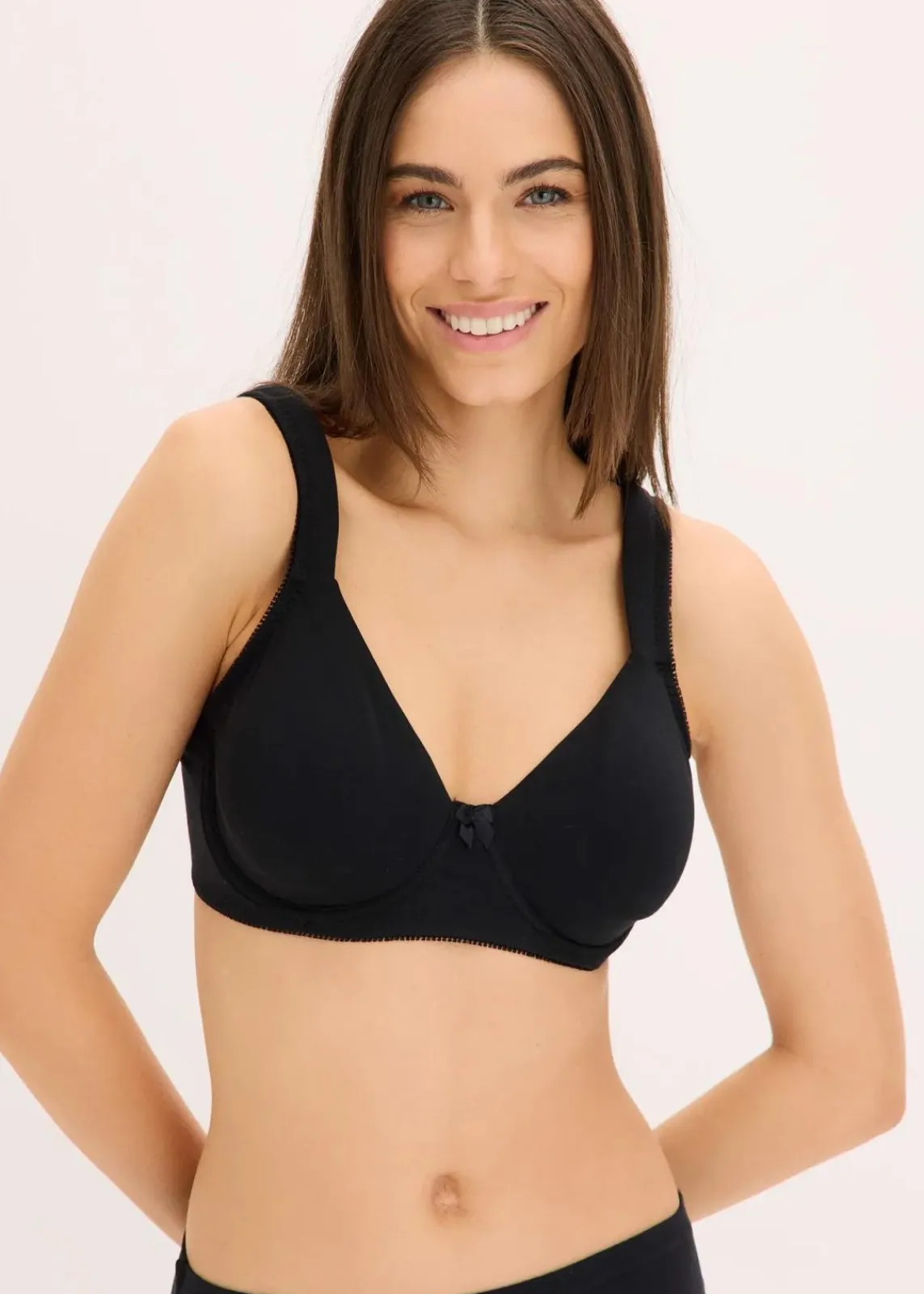 bonprix Wäsche·Basics|Wäsche·Baumwollunterwäsche|Minimizer T-Shirt BH mit Bügel mit Bio-Baumwolle (2er Pack) schwarz + weiß