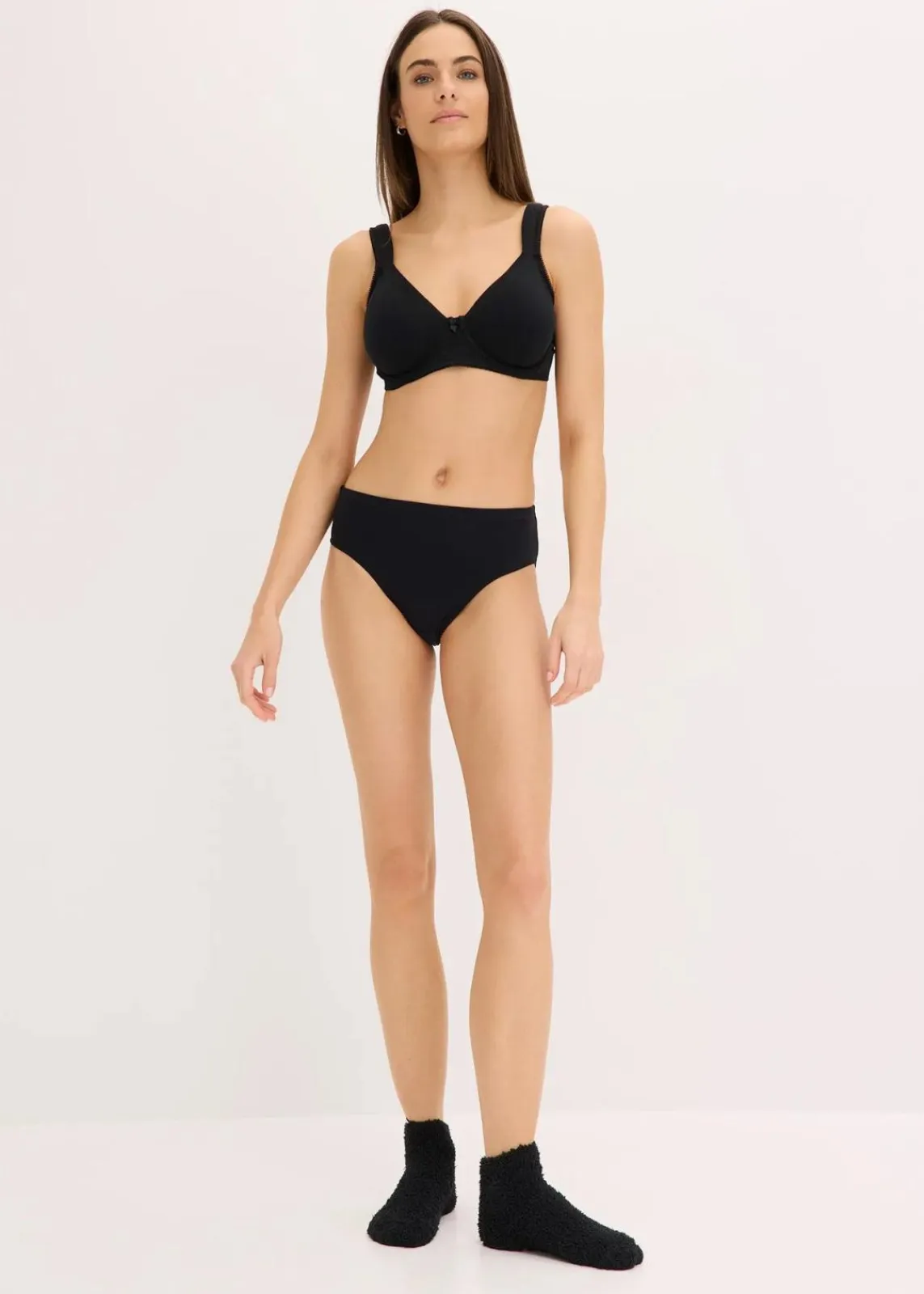 bonprix Wäsche·Basics|Wäsche·Baumwollunterwäsche|Minimizer T-Shirt BH mit Bügel mit Bio-Baumwolle (2er Pack) schwarz + weiß