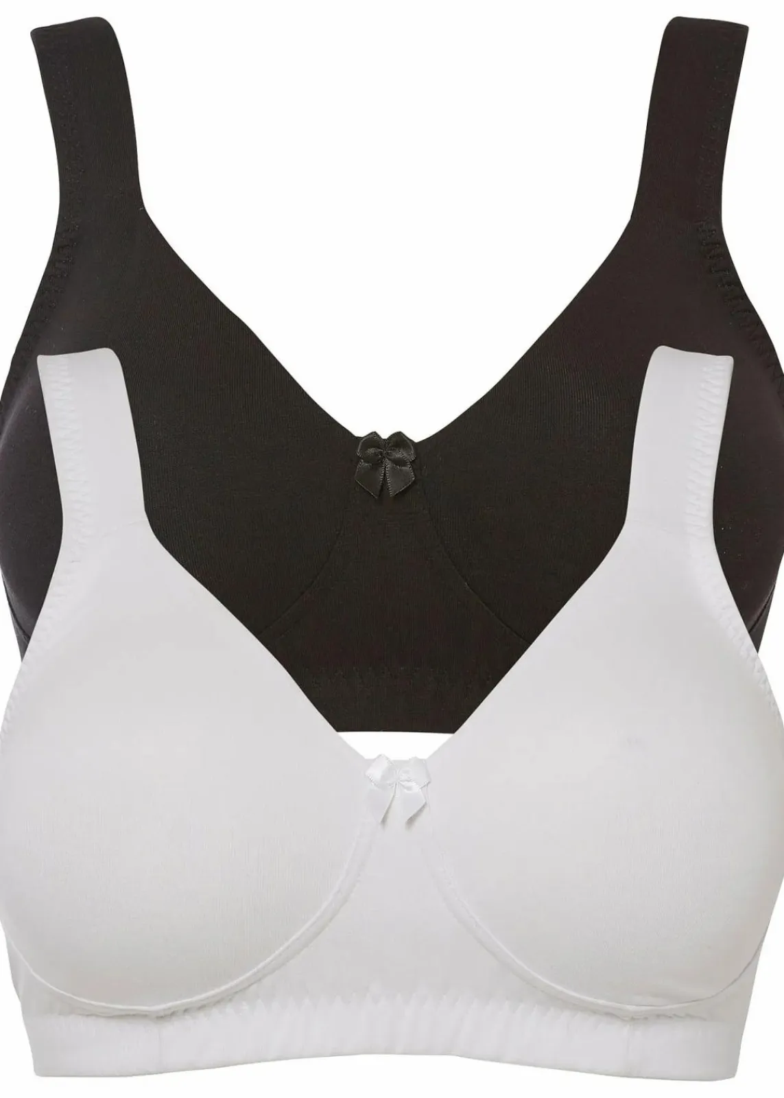 bonprix Große Cups D-H|Bhs|Minimizer T-Shirt BH ohne Bügel mit Bio-Baumwolle (2er Pack) schwarz + weiß