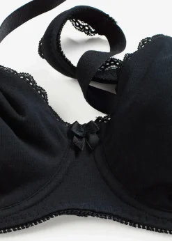 bonprix Wäsche·Basics|Wäsche·Baumwollunterwäsche|Minimizer T-Shirt-BH mit Bügel mit Bio-Baumwolle (2er Pack) 2x schwarz