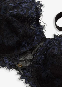 bonprix Wäsche·Dessous|Wäsche·Große Cups D-H|Minimizer-BH aus zarter Spitze schwarz/dunkelblau