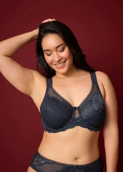 bonprix Große Cups D-H|Nachhaltigere Materialien|Minimizer-BH mit gepolsterten Trägern intensivblau